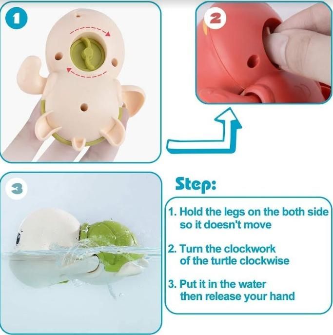 Cute Swimming Turtle Bath Toys for Kids Wind Up Toy